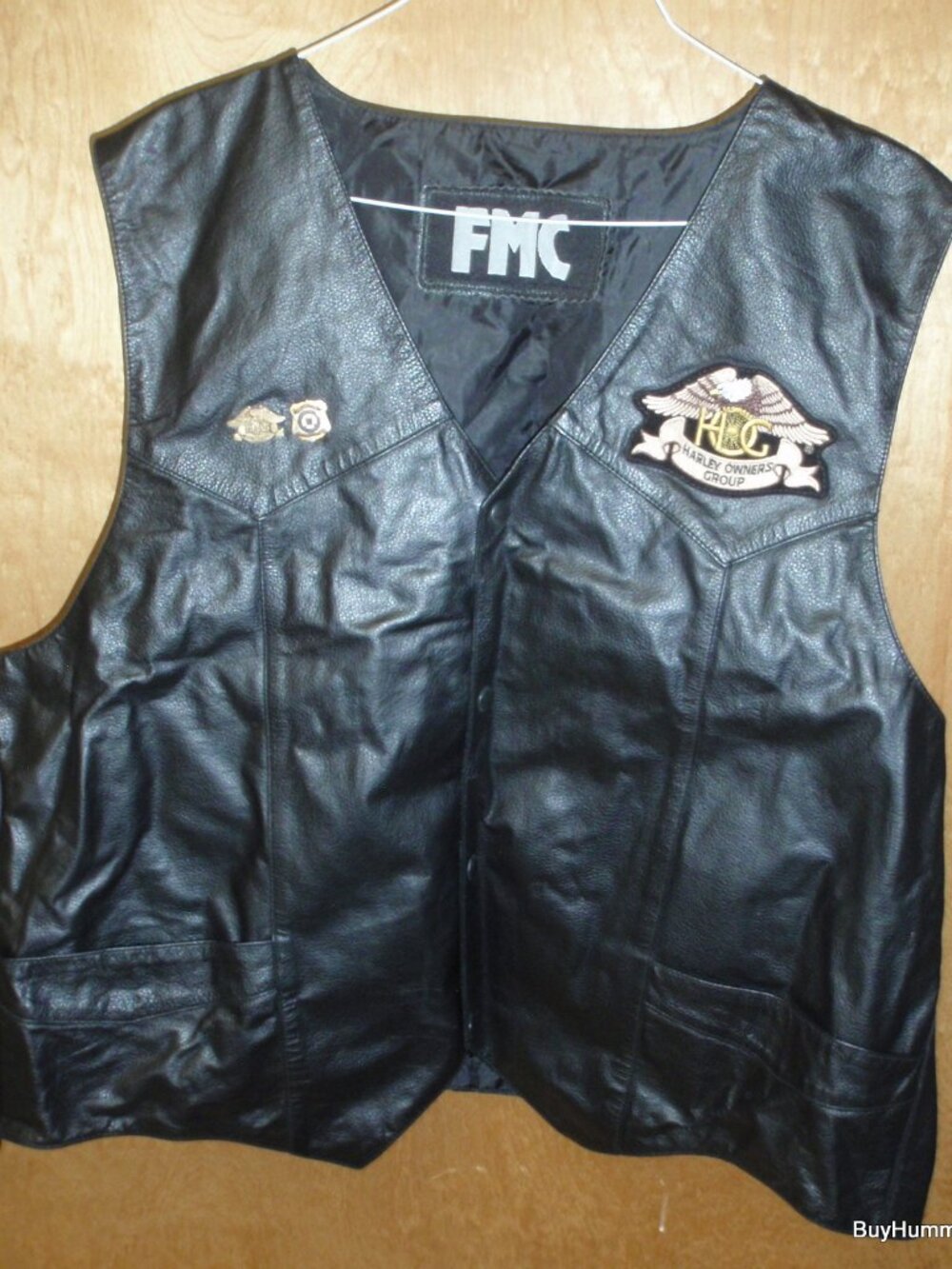 FMC Harley Davidson Motorcycle Leather Vest Size 3XL-4XL Size 58 With Pins RARE!